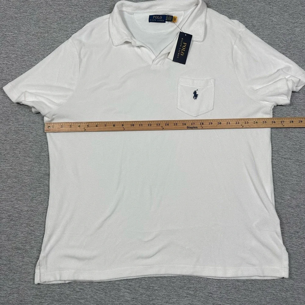 Polo Ralph Lauren Shirt Mens XXL White Terry Cloth Short Sleeve Preppy Outdoor
